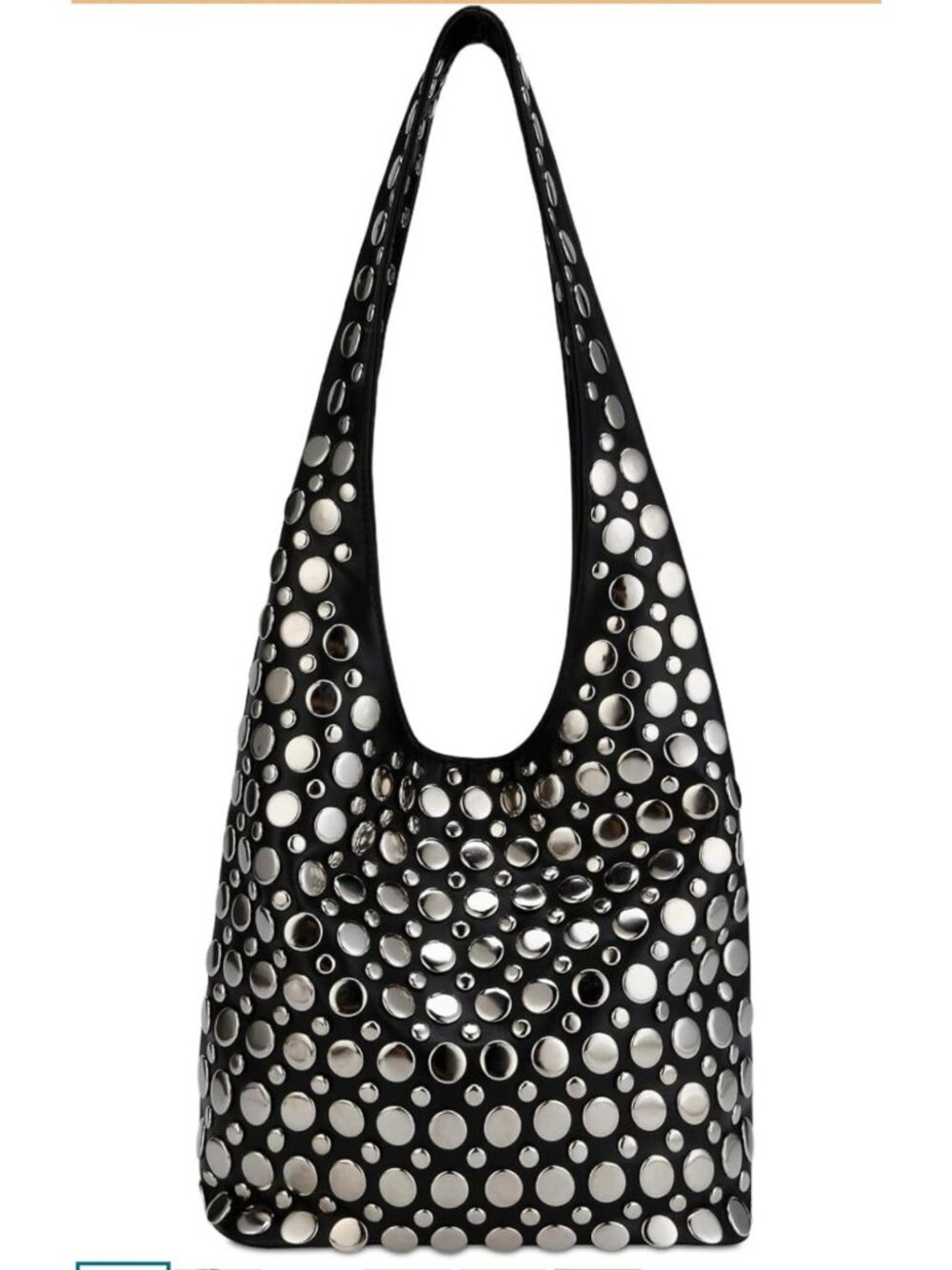 Punk-Inspired Studded HOBO Bag Luxury Trendy Chic Shoulder Handbag PU Leather
